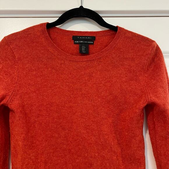 Tahari Women's Pure Luxe 100% Cashmere Rust Crewneck Sweater Size S - Picture 3 of 9